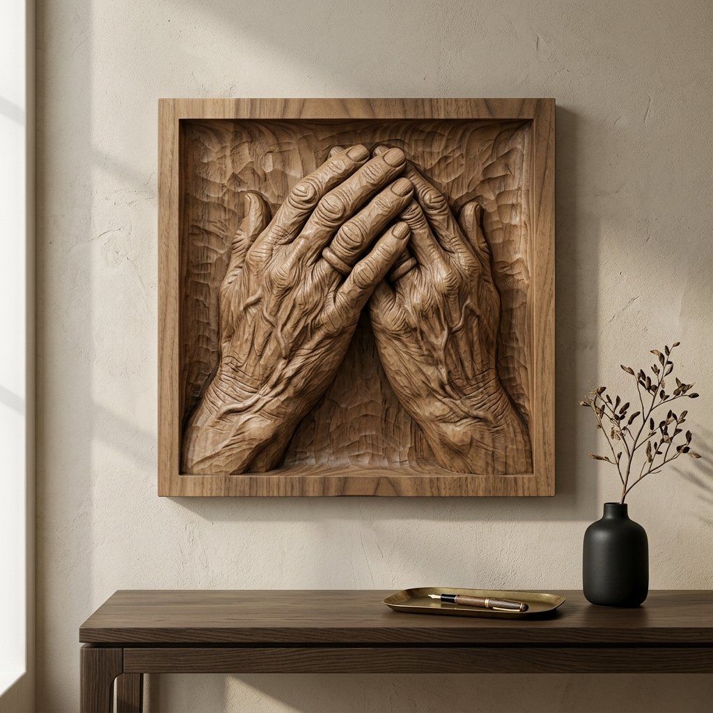 Praying Hands Memorial CNC Relief STL bas-relief STL — view 13