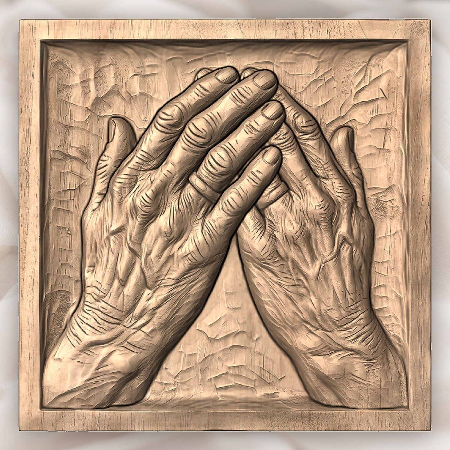 Praying Hands Memorial CNC Relief STL bas-relief STL — view 3