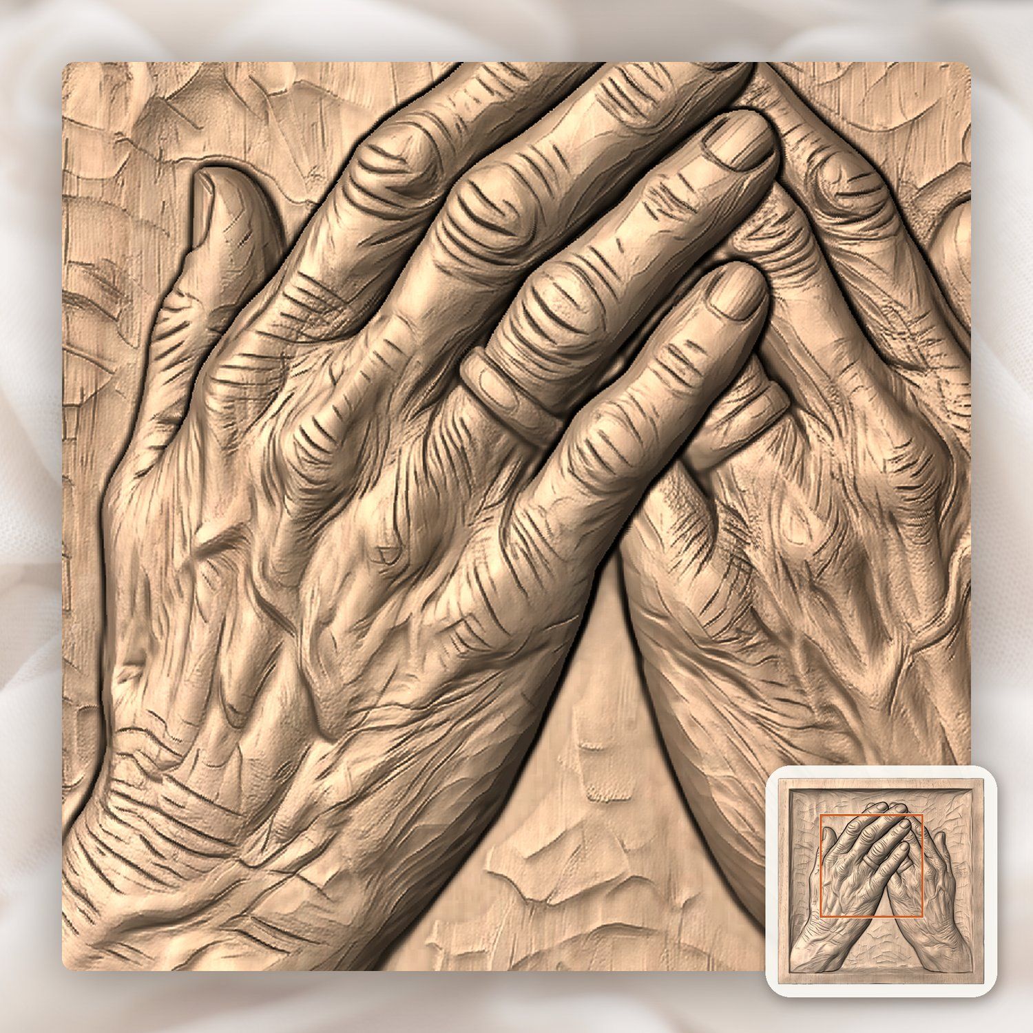Praying Hands Memorial CNC Relief STL bas-relief STL — view 5