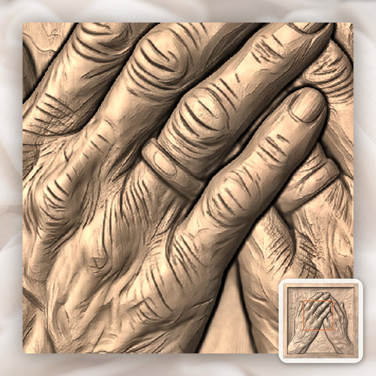 Praying Hands Memorial CNC Relief STL bas-relief STL — view 6