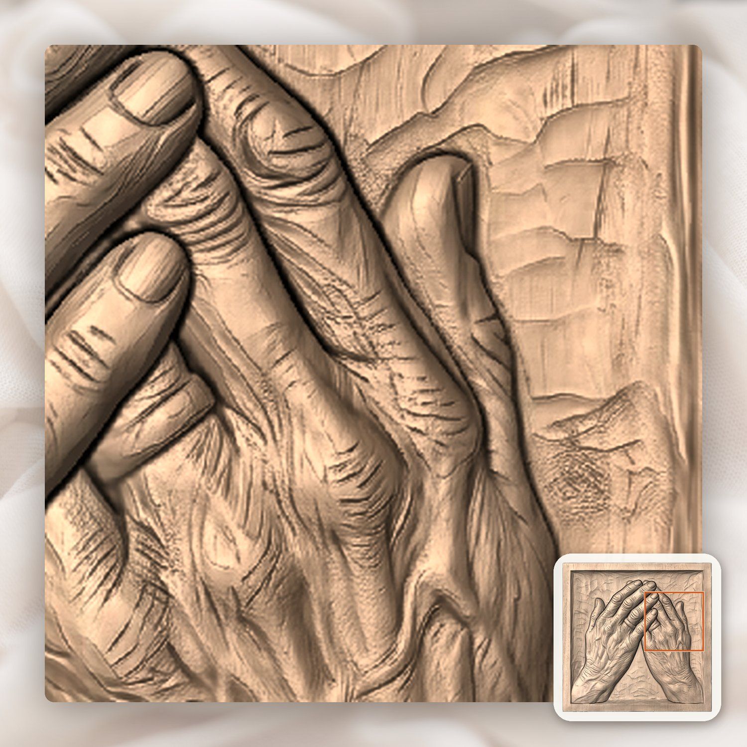 Praying Hands Memorial CNC Relief STL bas-relief STL — view 7