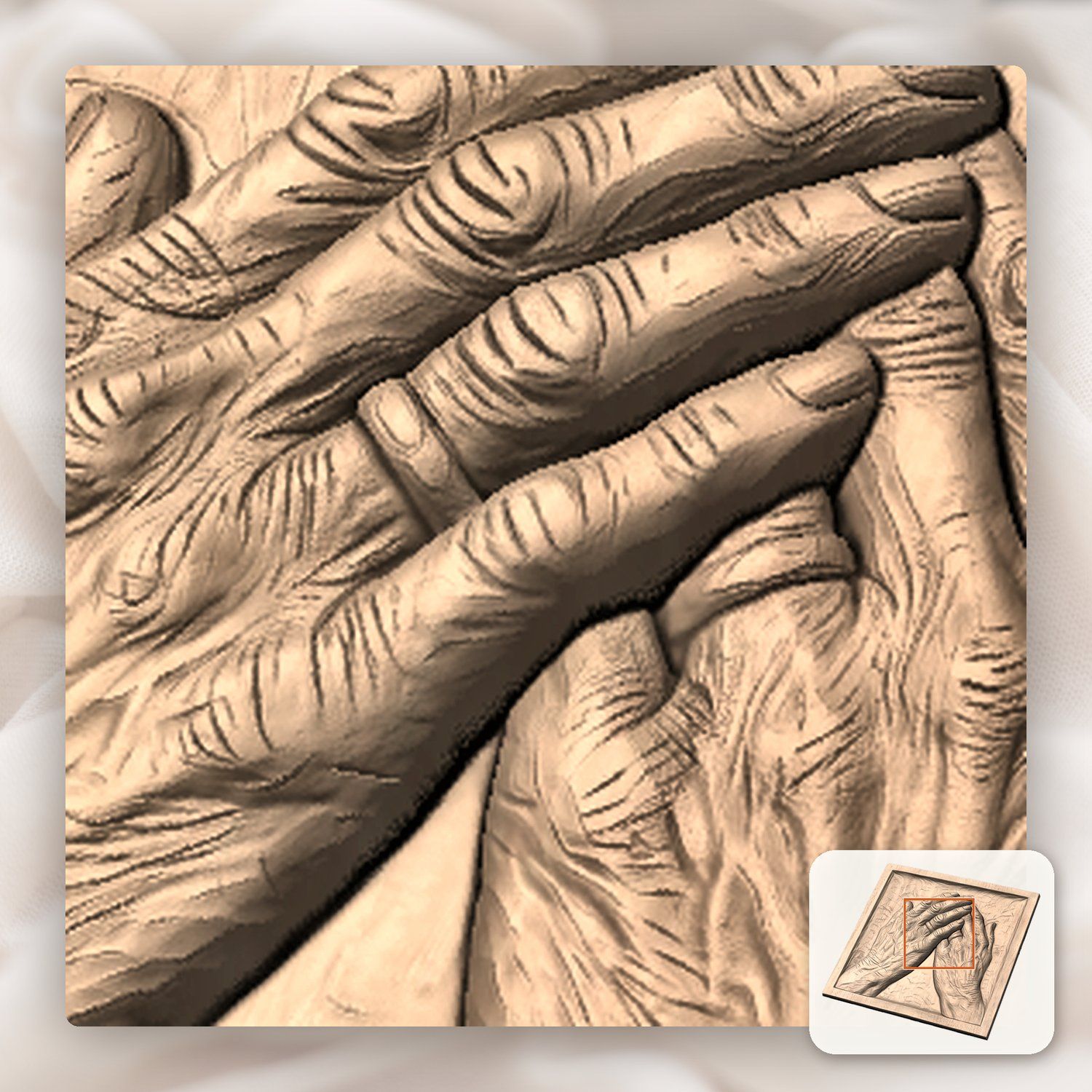 Praying Hands Memorial CNC Relief STL bas-relief STL — view 8