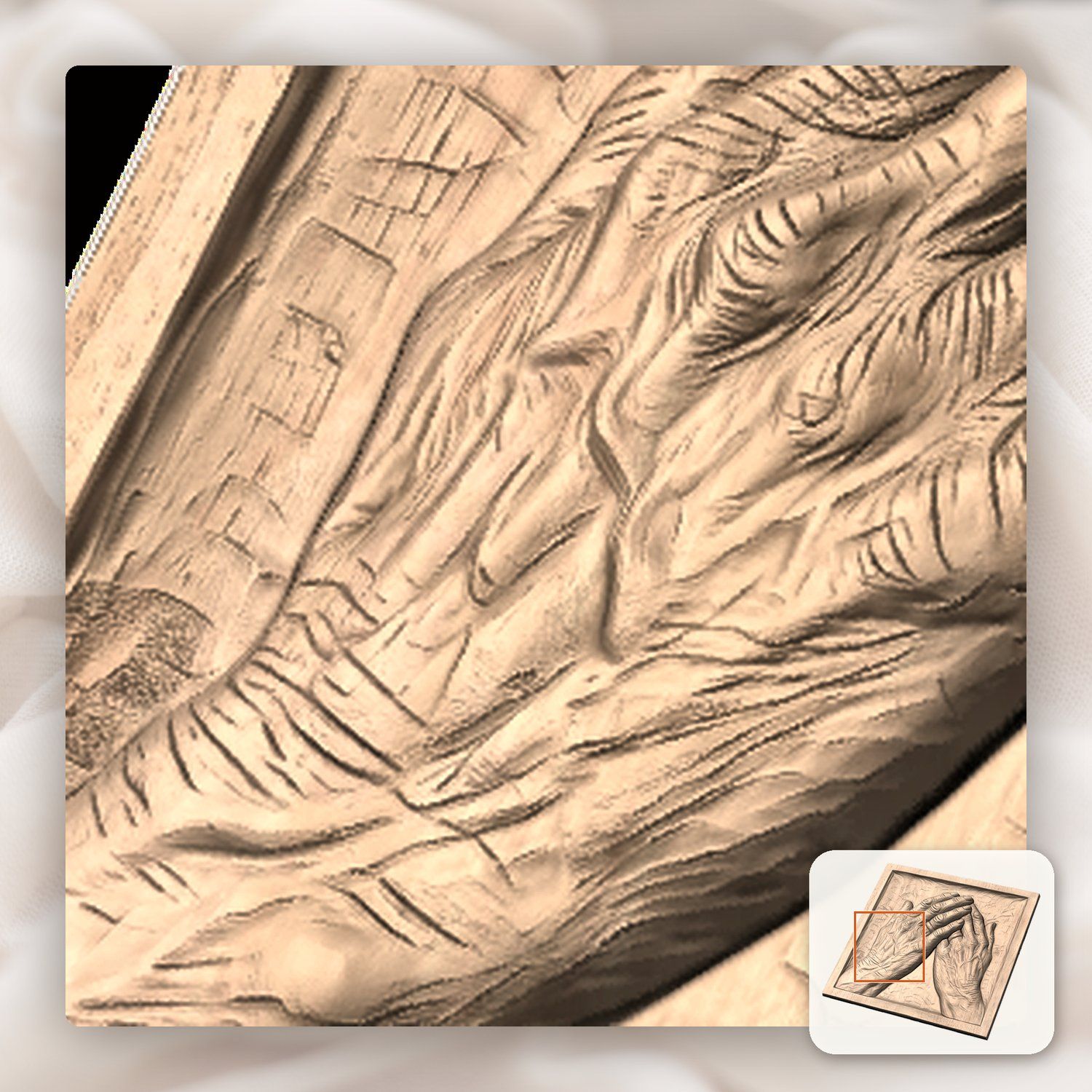 Praying Hands Memorial CNC Relief STL bas-relief STL — view 9