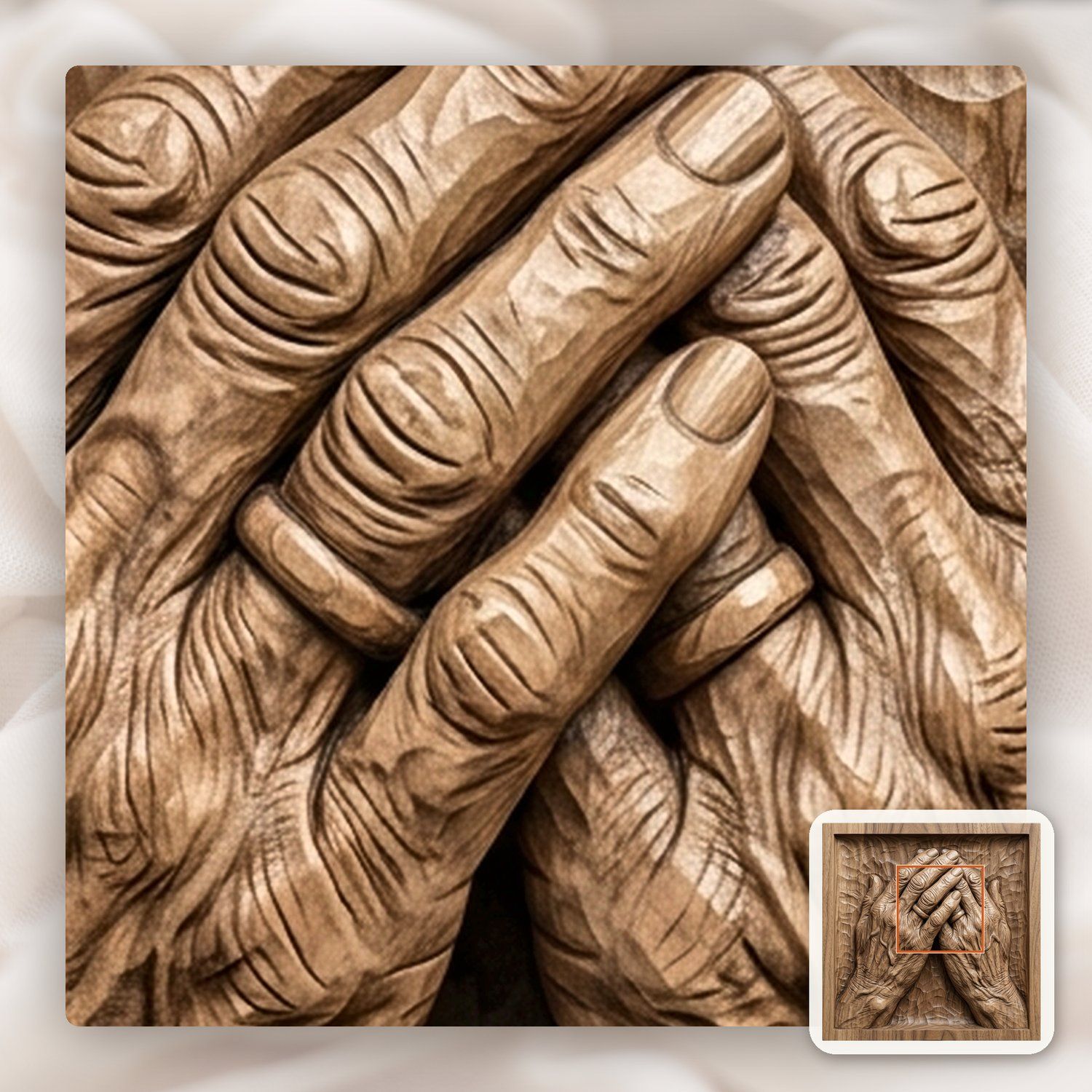 Praying Hands Memorial CNC Relief STL bas-relief STL — view 10