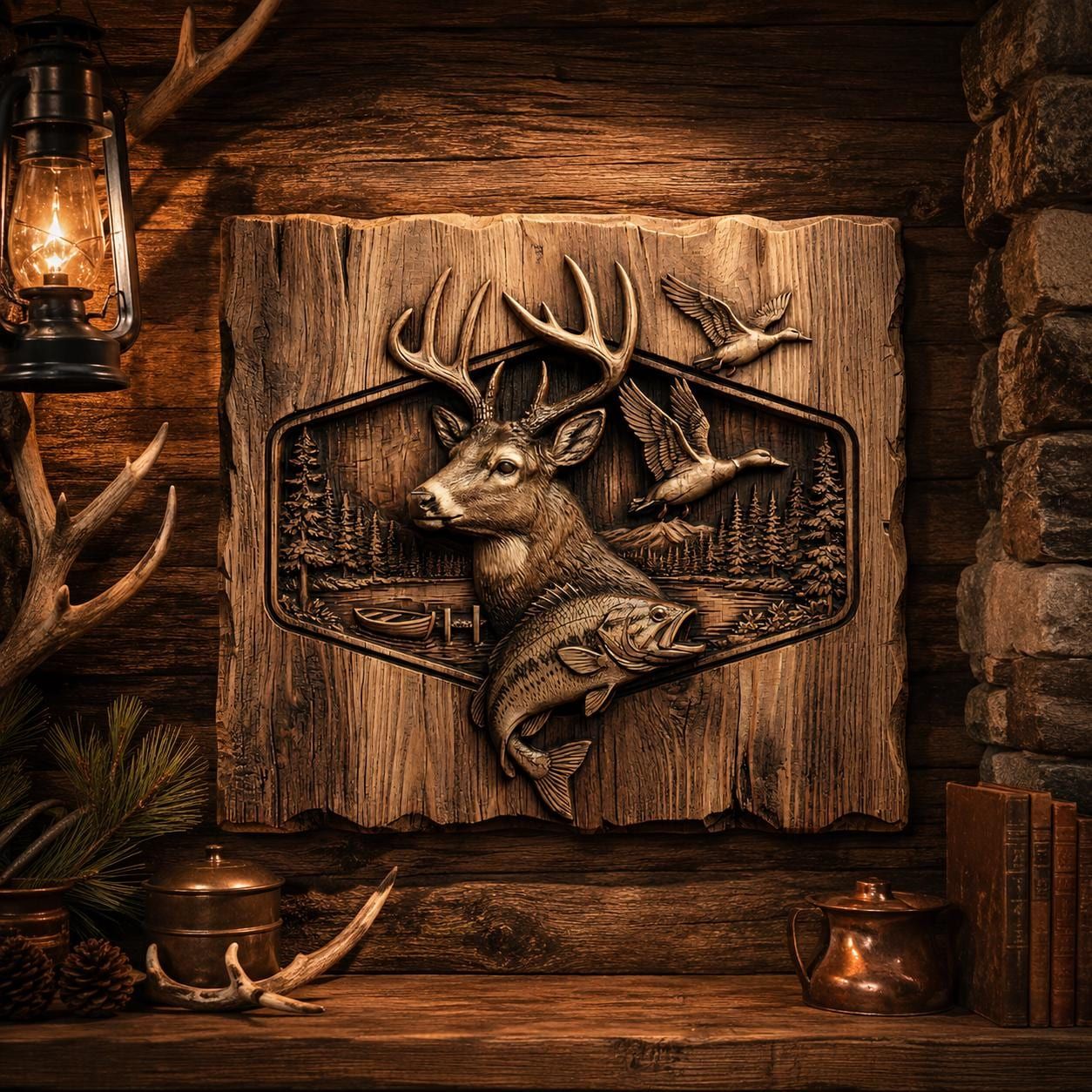 Hunting & Fishing Trophy Bundle: 10 Bas-Relief STL Files bas-relief STL — view 2