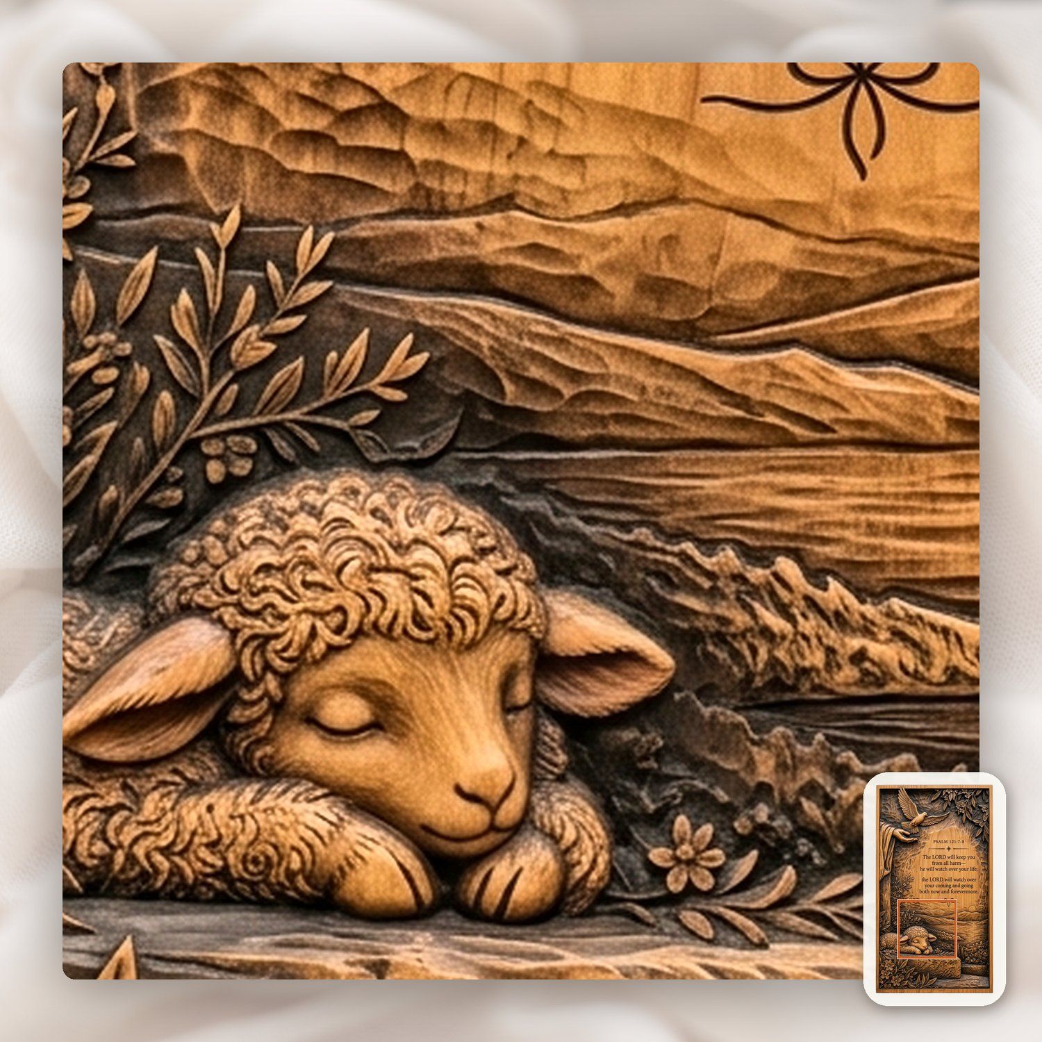 Psalm 121 Bible Verse Dove and Lamb CNC Relief STL bas-relief STL — view 12