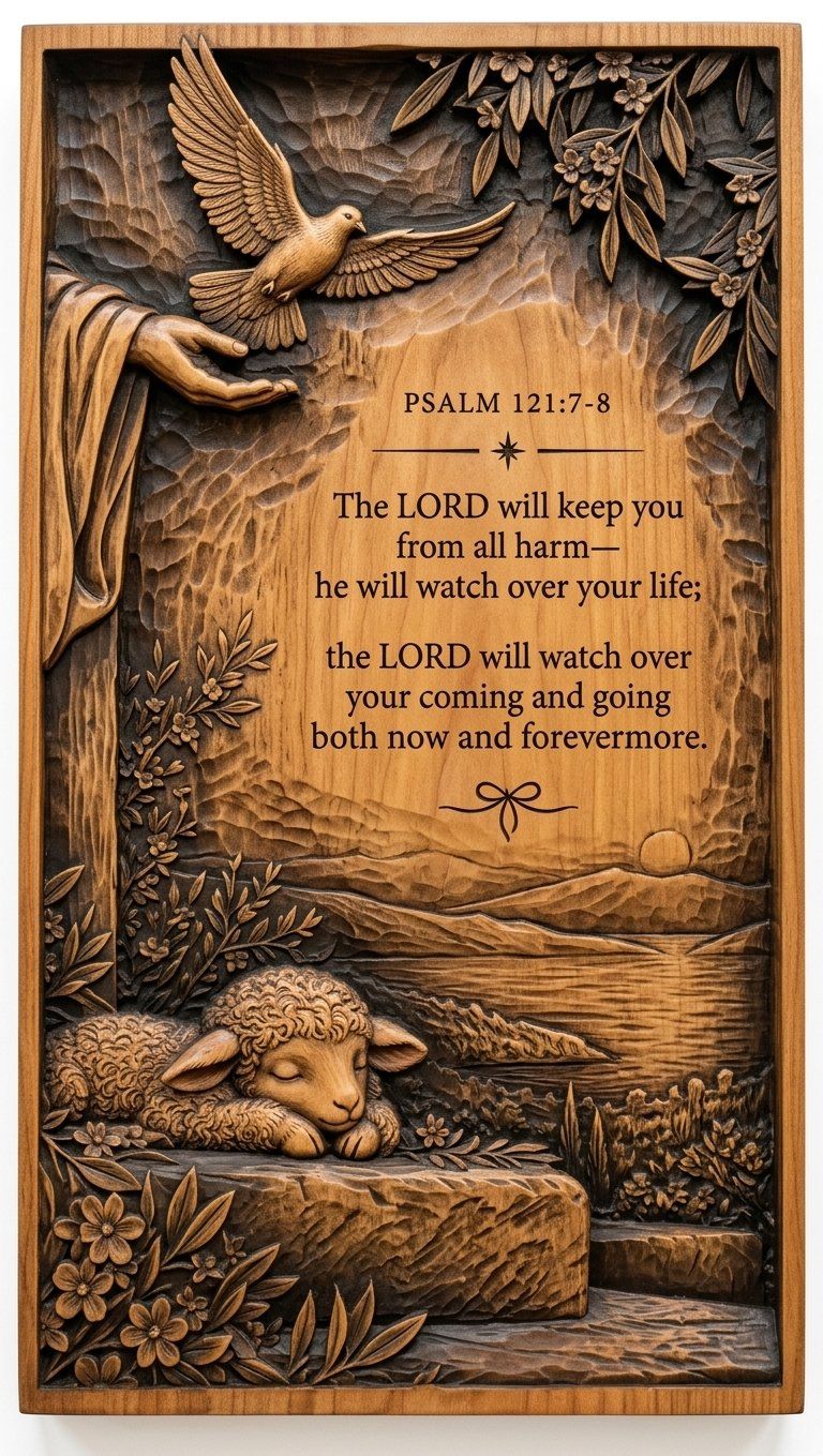 Psalm 121 Bible Verse Dove and Lamb CNC Relief STL bas-relief STL — view 4