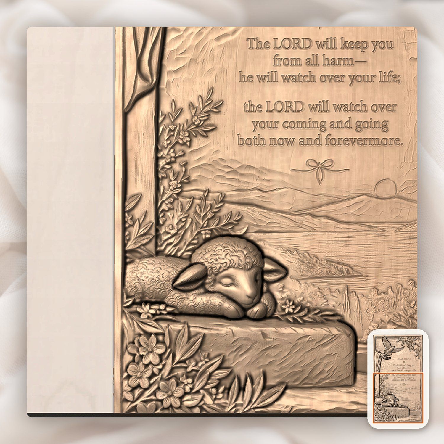 Psalm 121 Bible Verse Dove and Lamb CNC Relief STL bas-relief STL — view 7