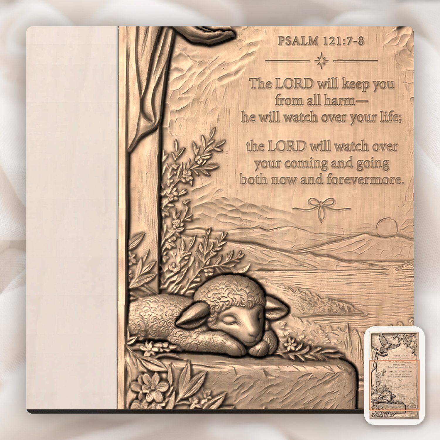 Psalm 121 Bible Verse Dove and Lamb CNC Relief STL bas-relief STL — view 8