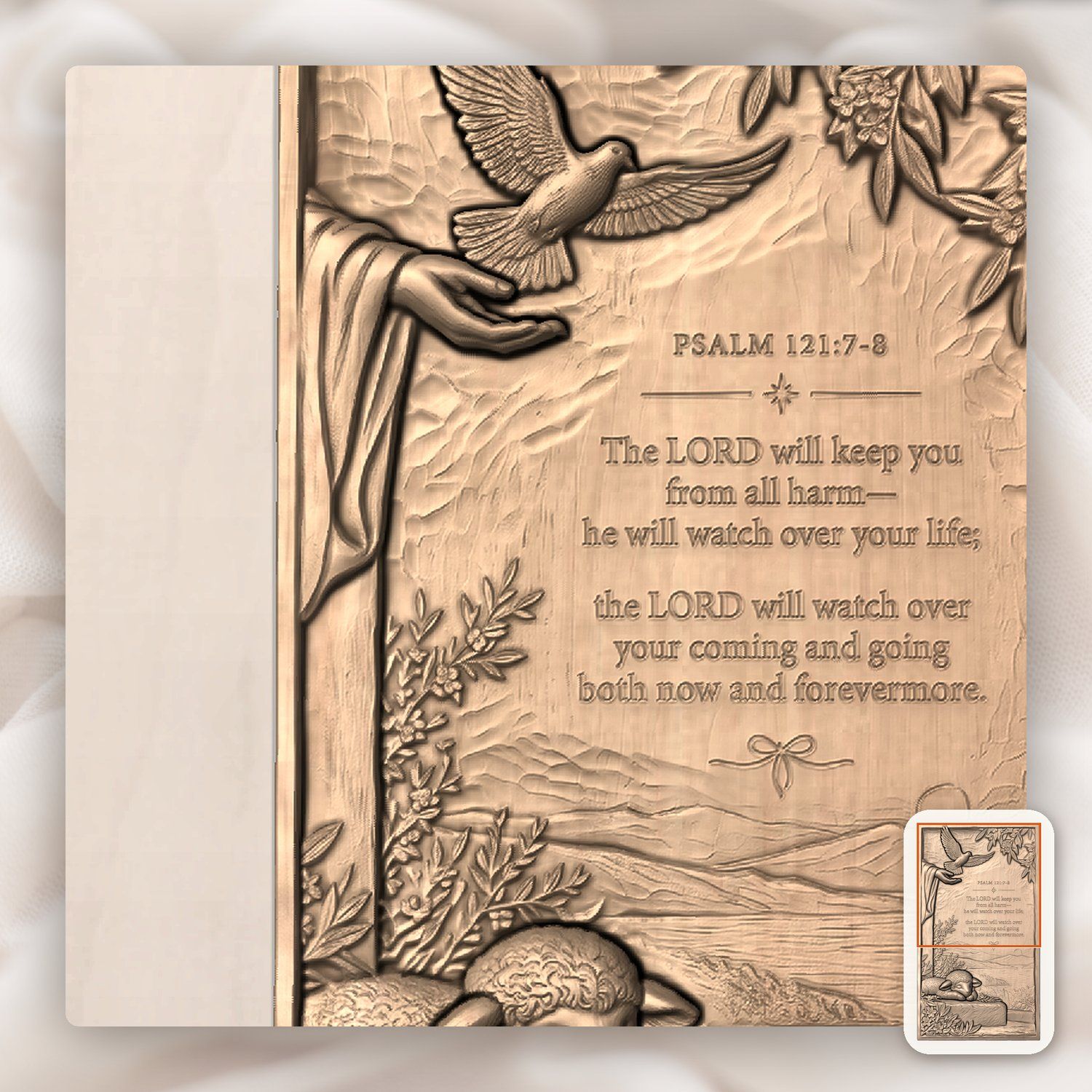 Psalm 121 Bible Verse Dove and Lamb CNC Relief STL bas-relief STL — view 9