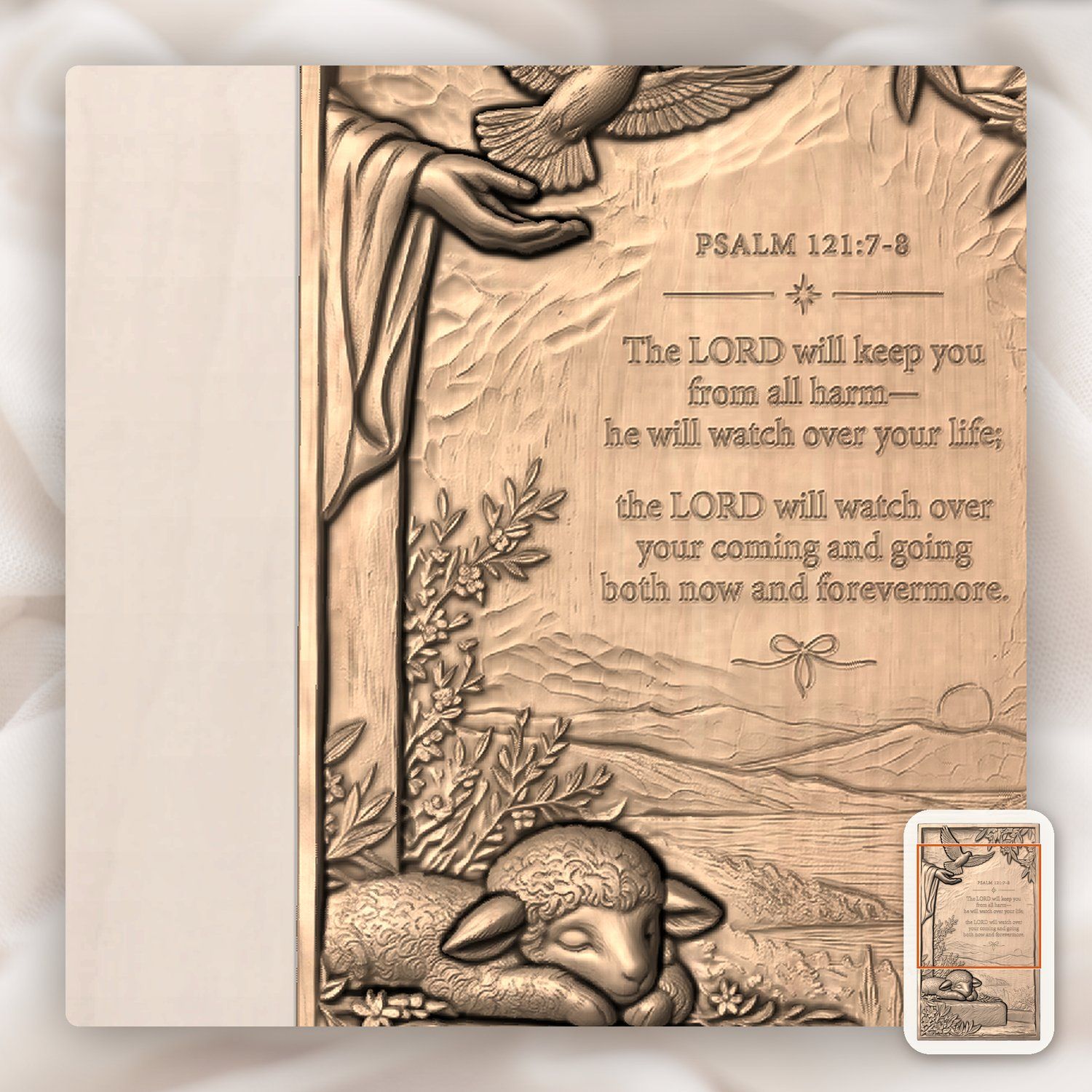 Psalm 121 Bible Verse Dove and Lamb CNC Relief STL bas-relief STL — view 10