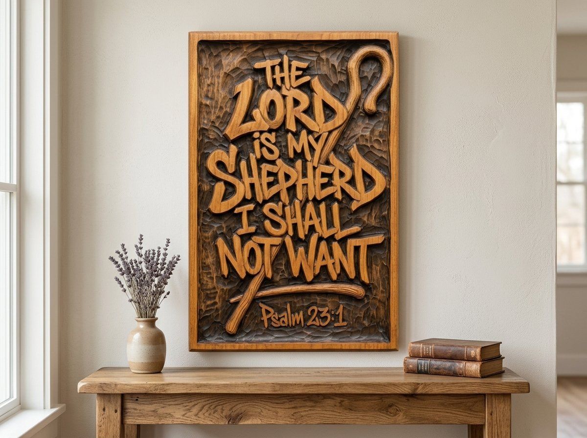 Psalm 23 The Lord is my Shepherd CNC Relief STL bas-relief STL — view 13