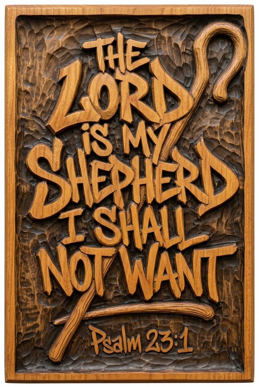 Psalm 23 The Lord is my Shepherd CNC Relief STL bas-relief STL — view 4