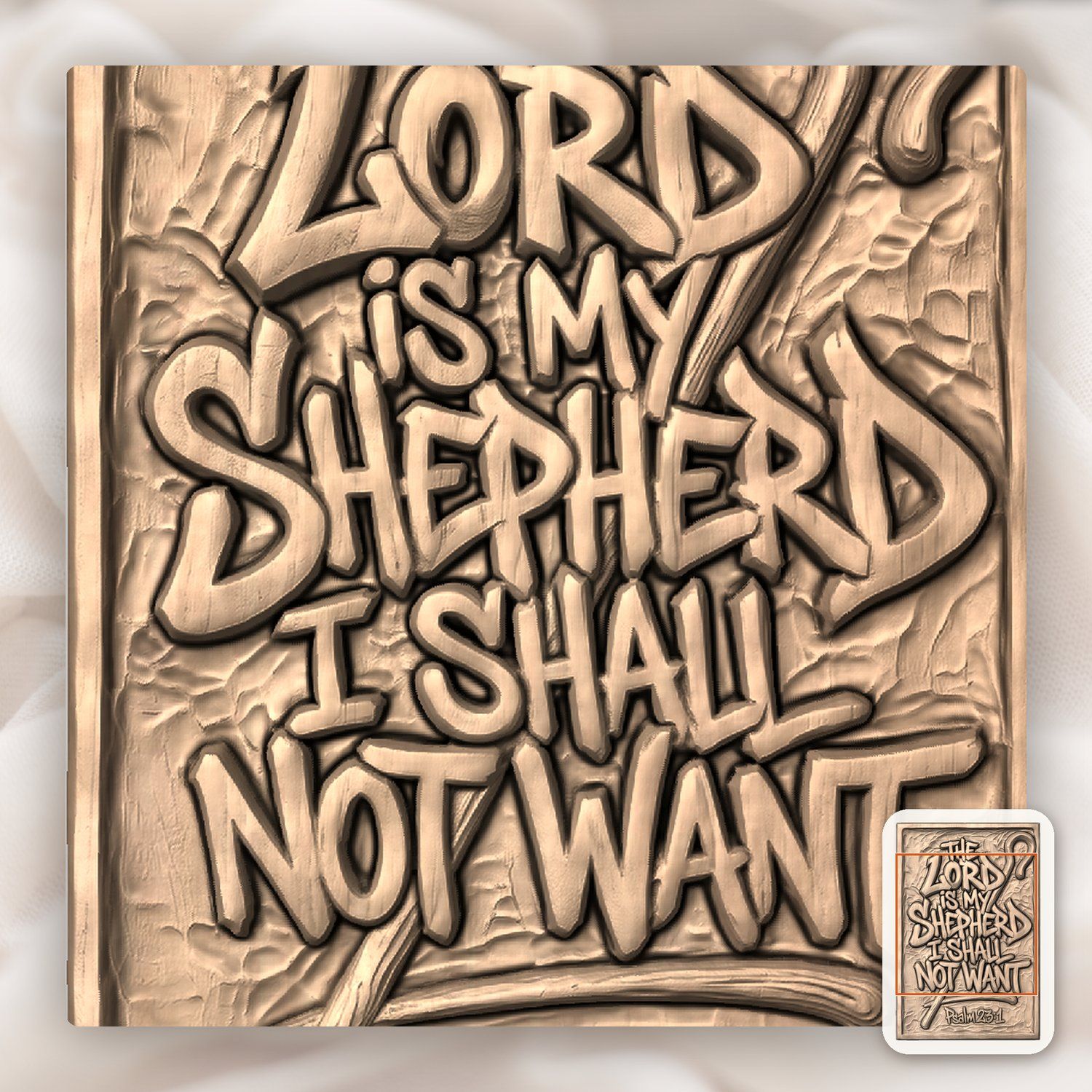 Psalm 23 The Lord is my Shepherd CNC Relief STL bas-relief STL — view 7