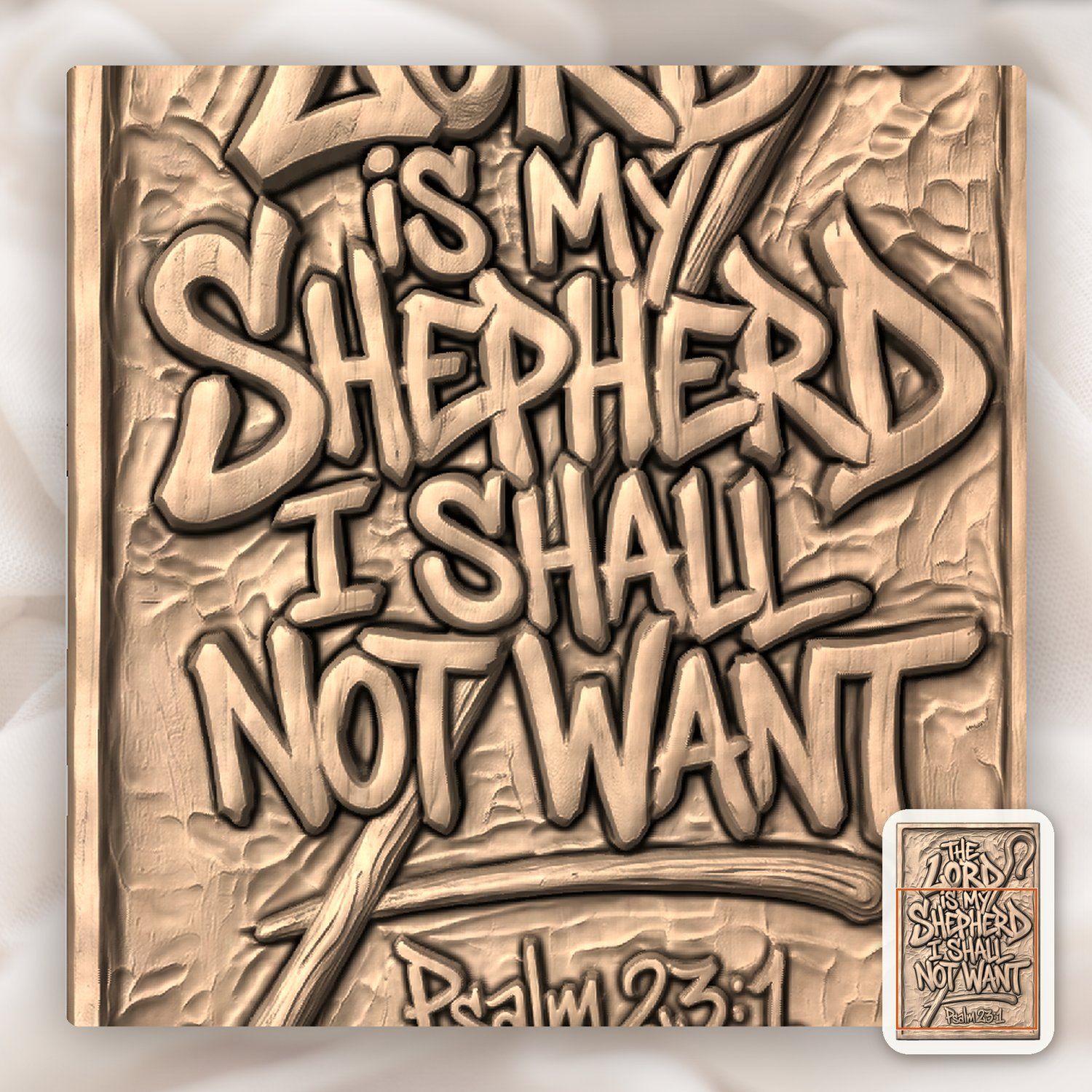 Psalm 23 The Lord is my Shepherd CNC Relief STL bas-relief STL — view 8