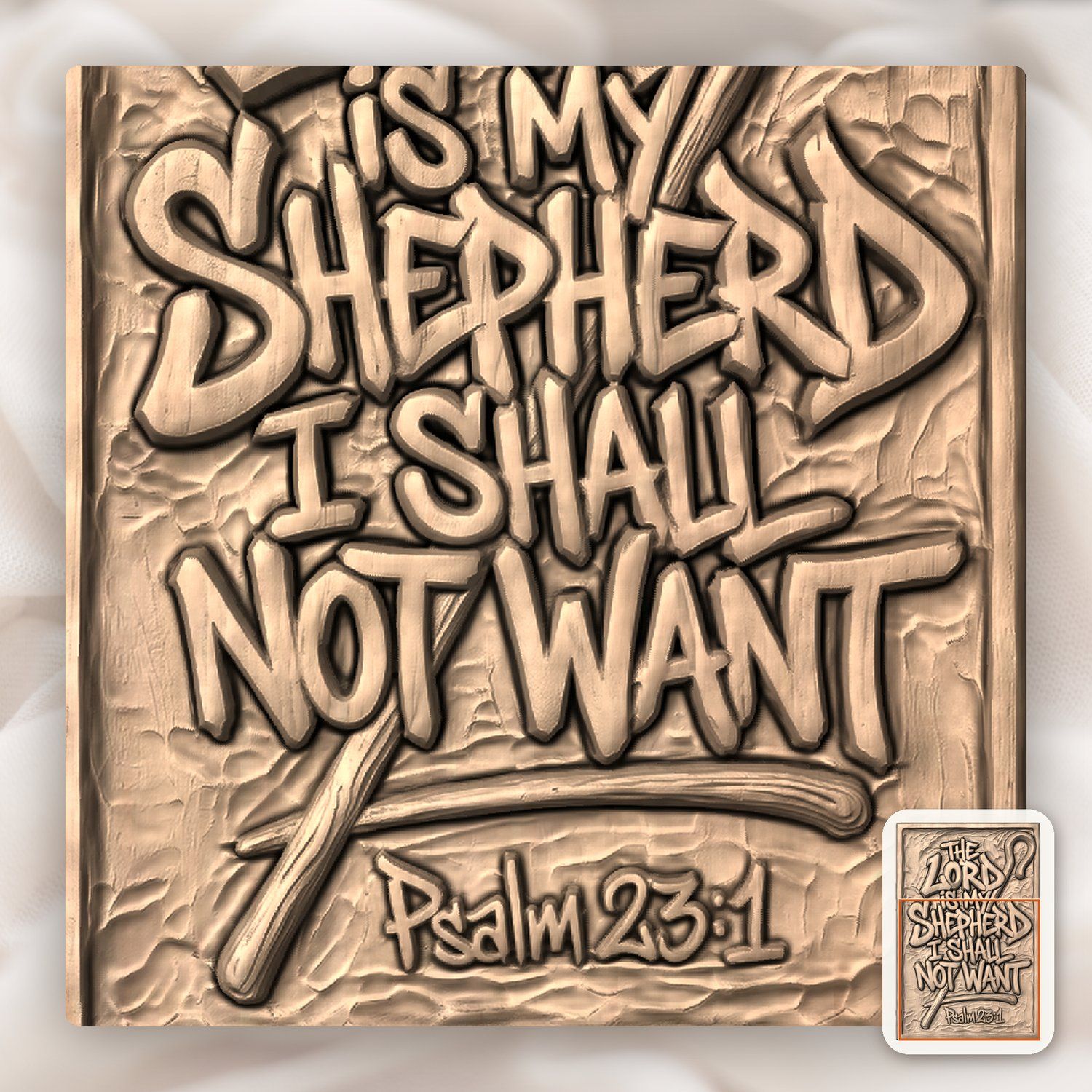 Psalm 23 The Lord is my Shepherd CNC Relief STL bas-relief STL — view 10