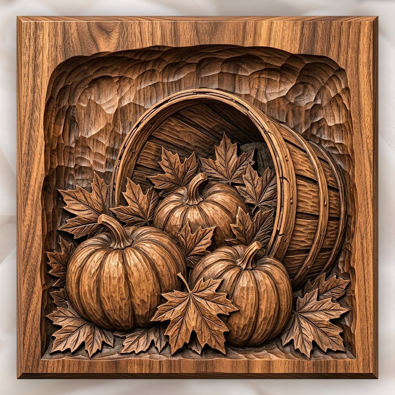 Pumpkin Harvest Basket CNC Relief STL bas-relief STL design