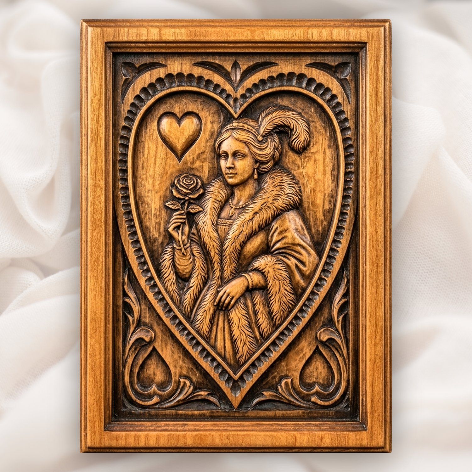 Queen of Hearts Noble Lady CNC Relief STL bas-relief STL design