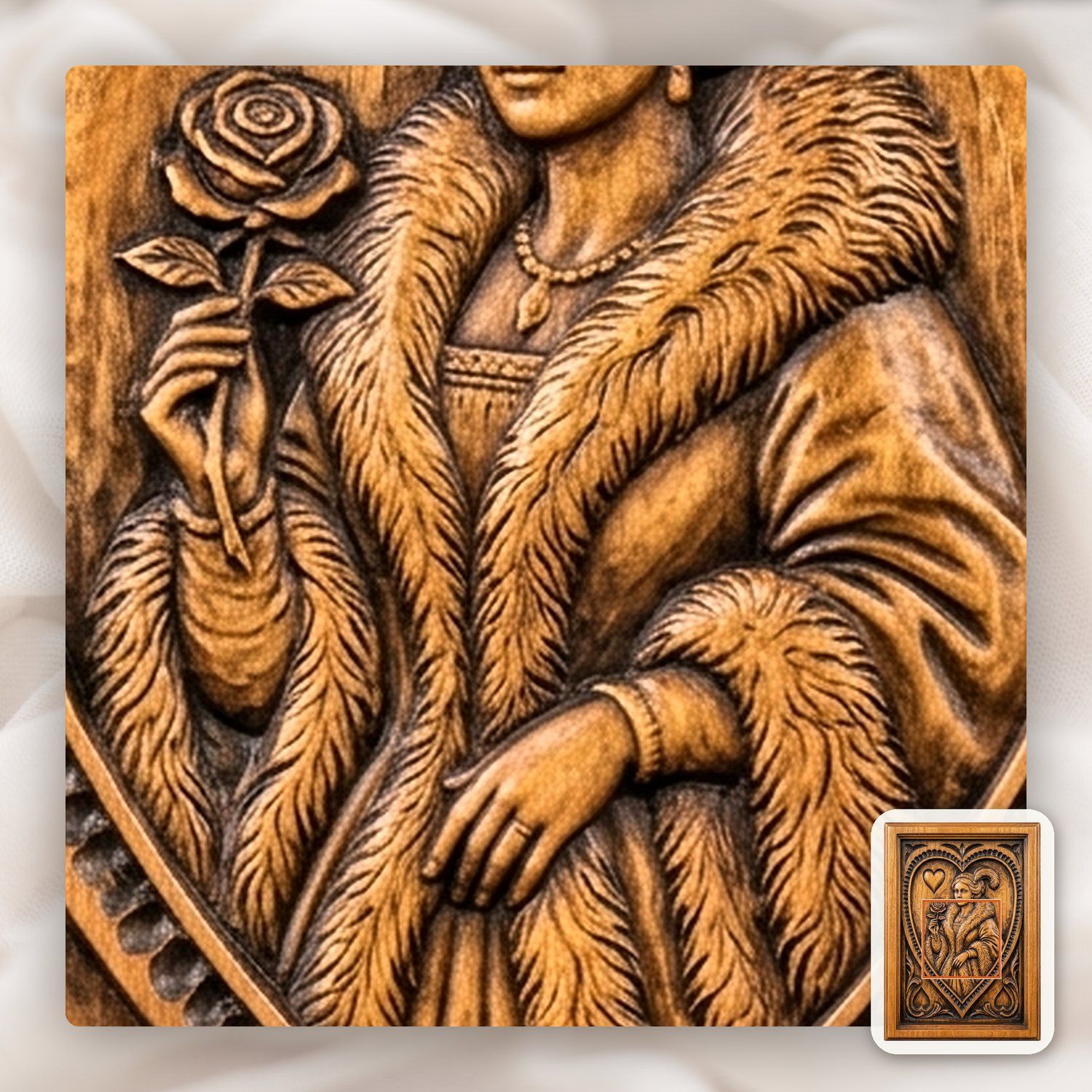 Queen of Hearts Noble Lady CNC Relief STL bas-relief STL — view 12