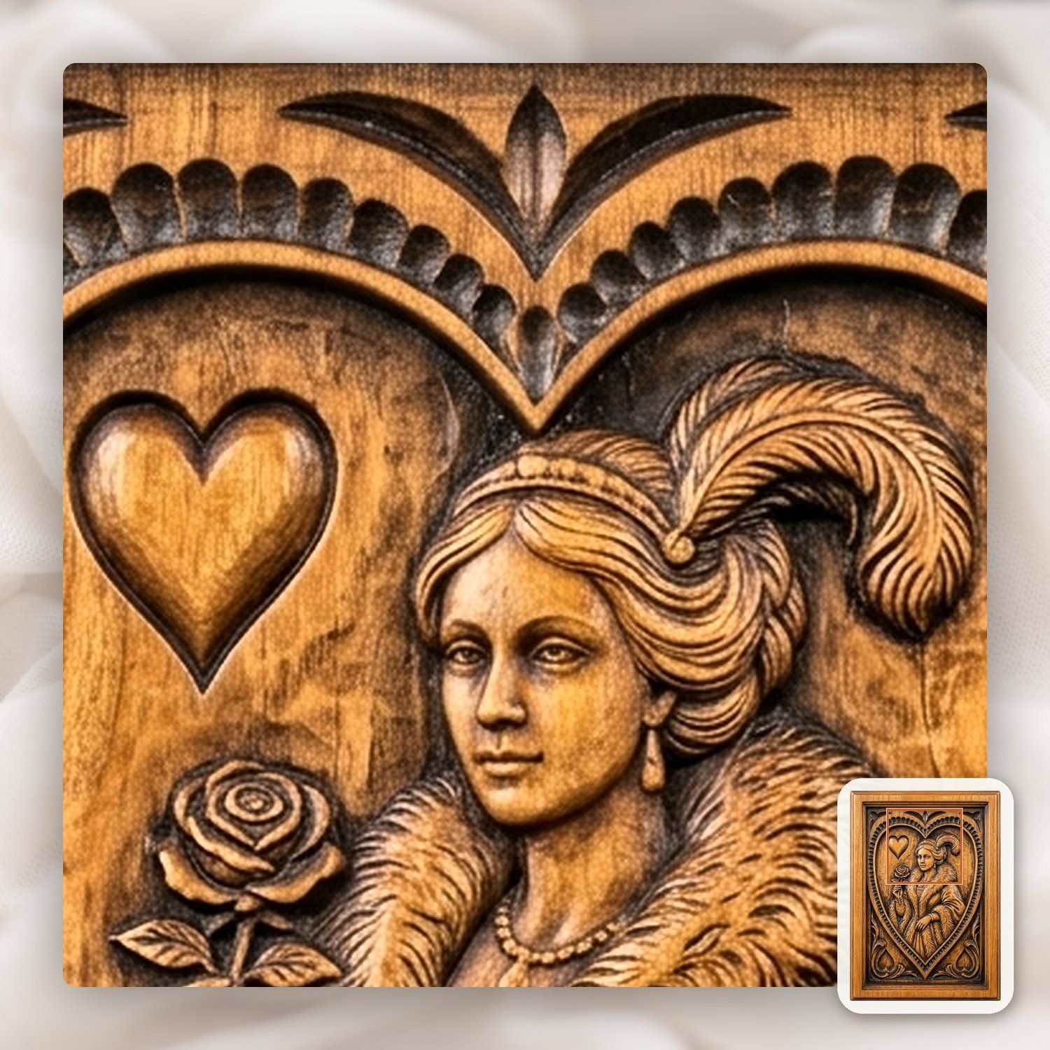 Queen of Hearts Noble Lady CNC Relief STL bas-relief STL — view 13