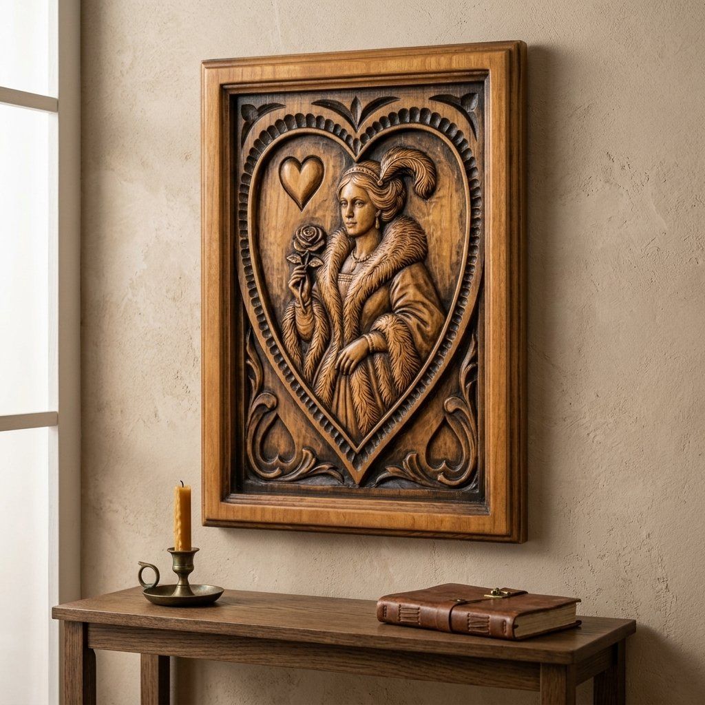 Queen of Hearts Noble Lady CNC Relief STL bas-relief STL — view 14