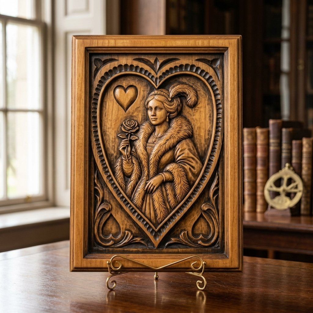 Queen of Hearts Noble Lady CNC Relief STL bas-relief STL — view 15