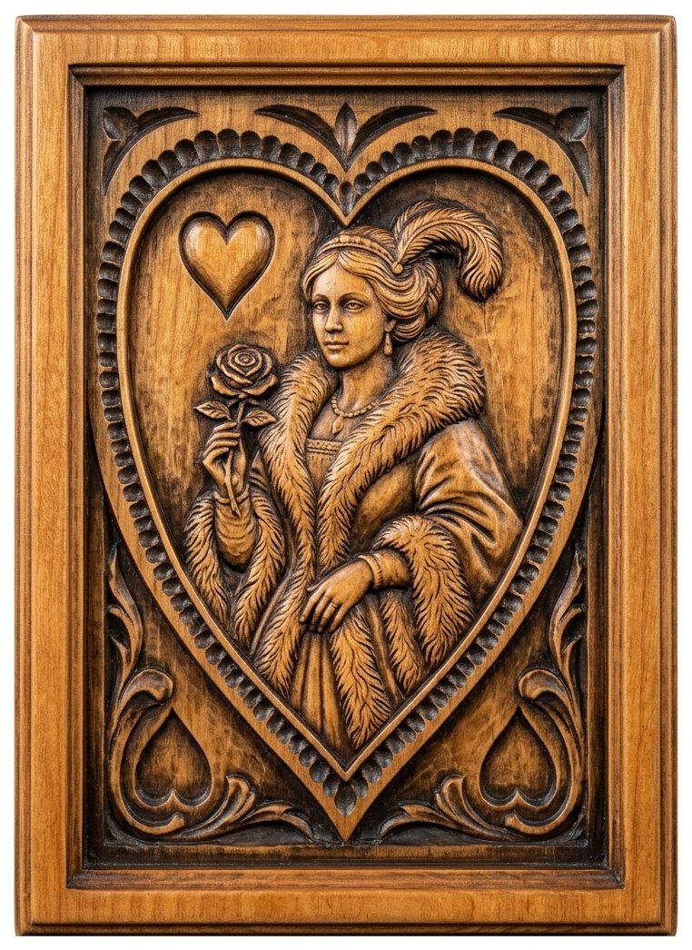 Queen of Hearts Noble Lady CNC Relief STL bas-relief STL — view 11