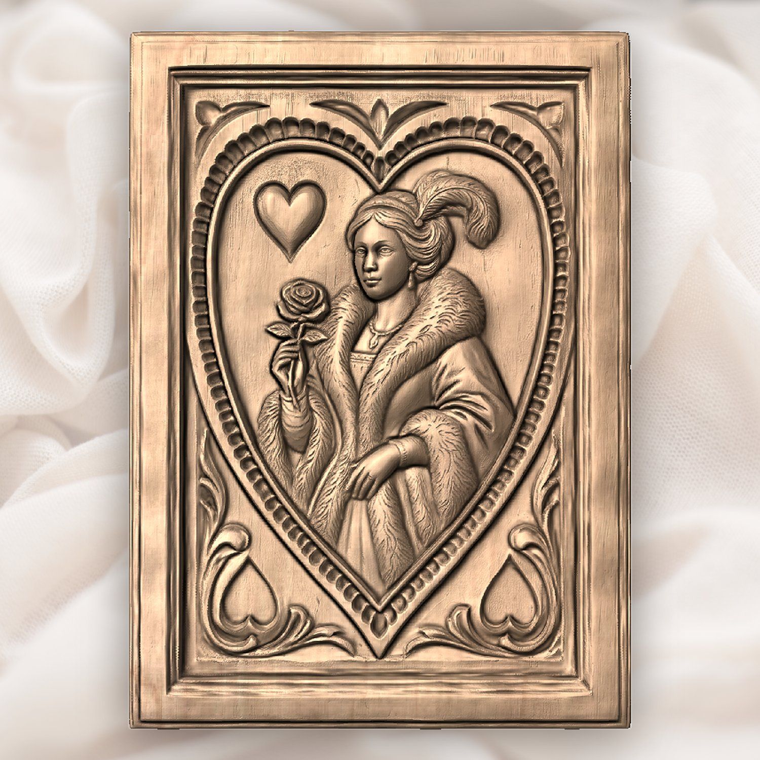 Queen of Hearts Noble Lady CNC Relief STL bas-relief STL — view 4