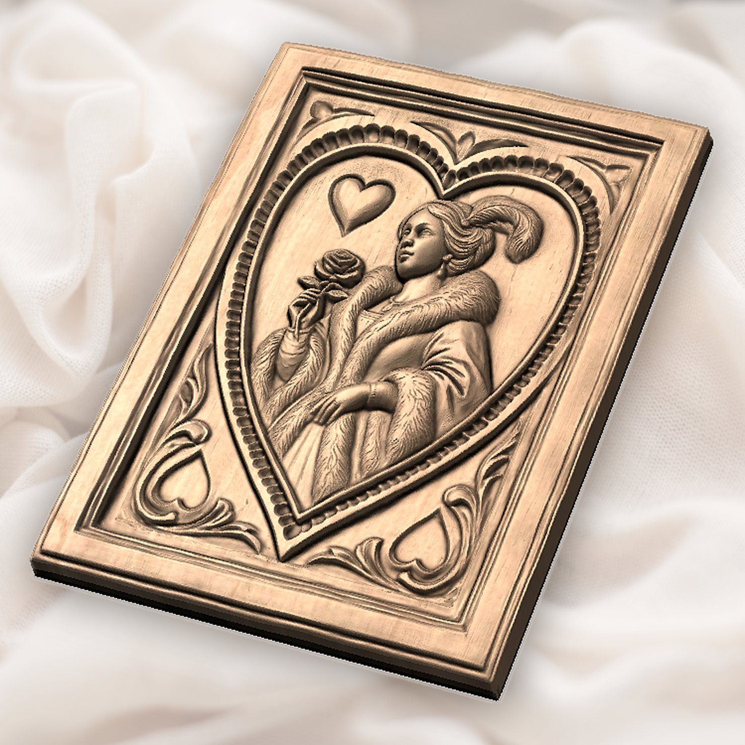 Queen of Hearts Noble Lady CNC Relief STL bas-relief STL — view 5