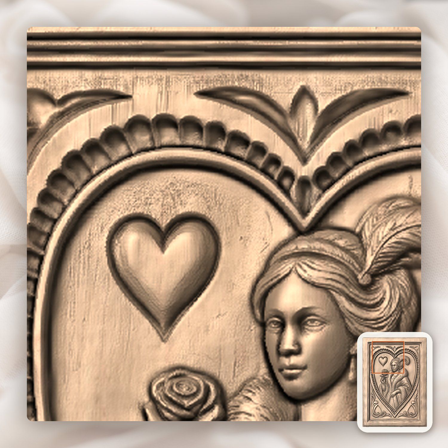 Queen of Hearts Noble Lady CNC Relief STL bas-relief STL — view 8