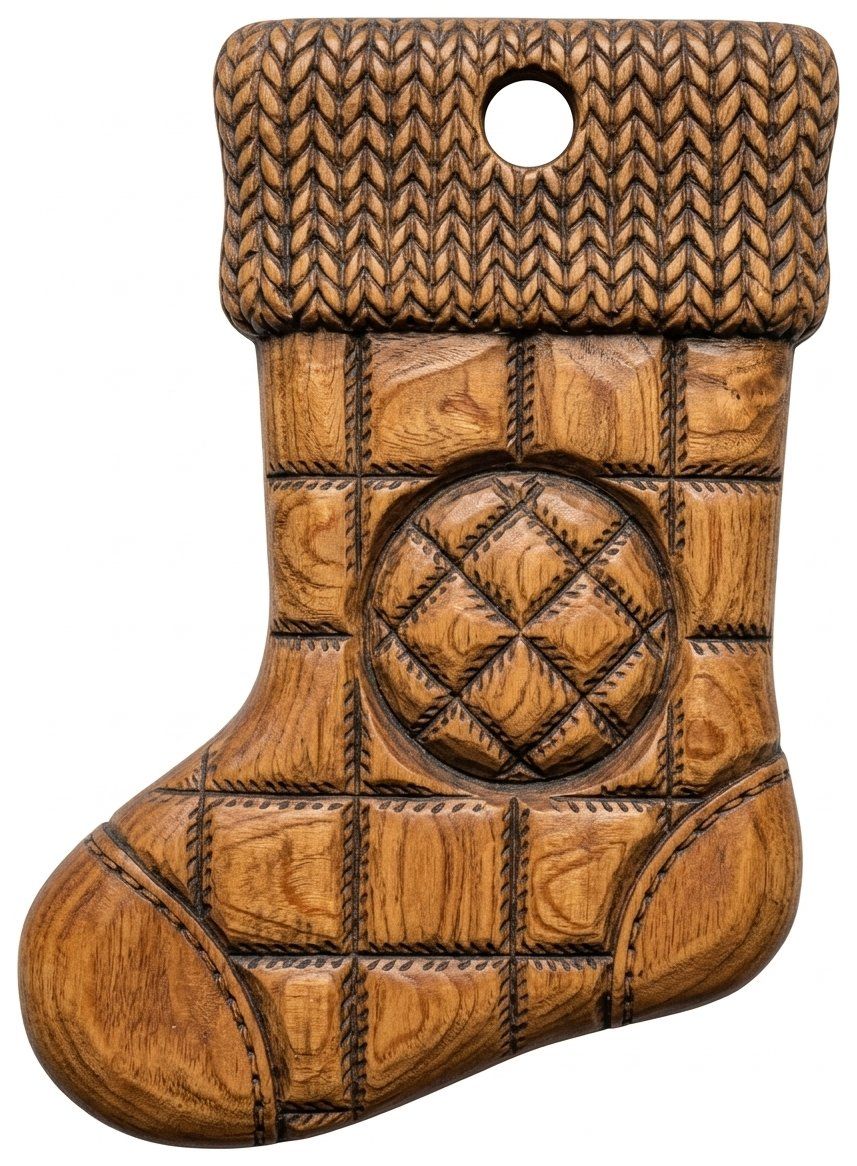 Quilted Knit Christmas Stocking Ornament CNC Relief STL bas-relief STL — view 4