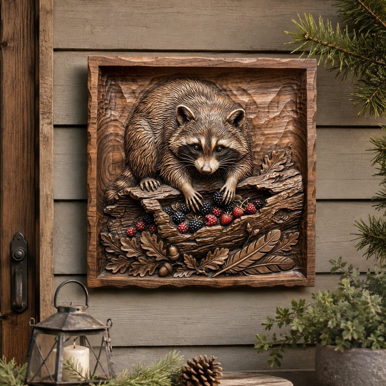 Raccoon Foraging Forest Scene CNC Relief STL bas-relief STL — view 8