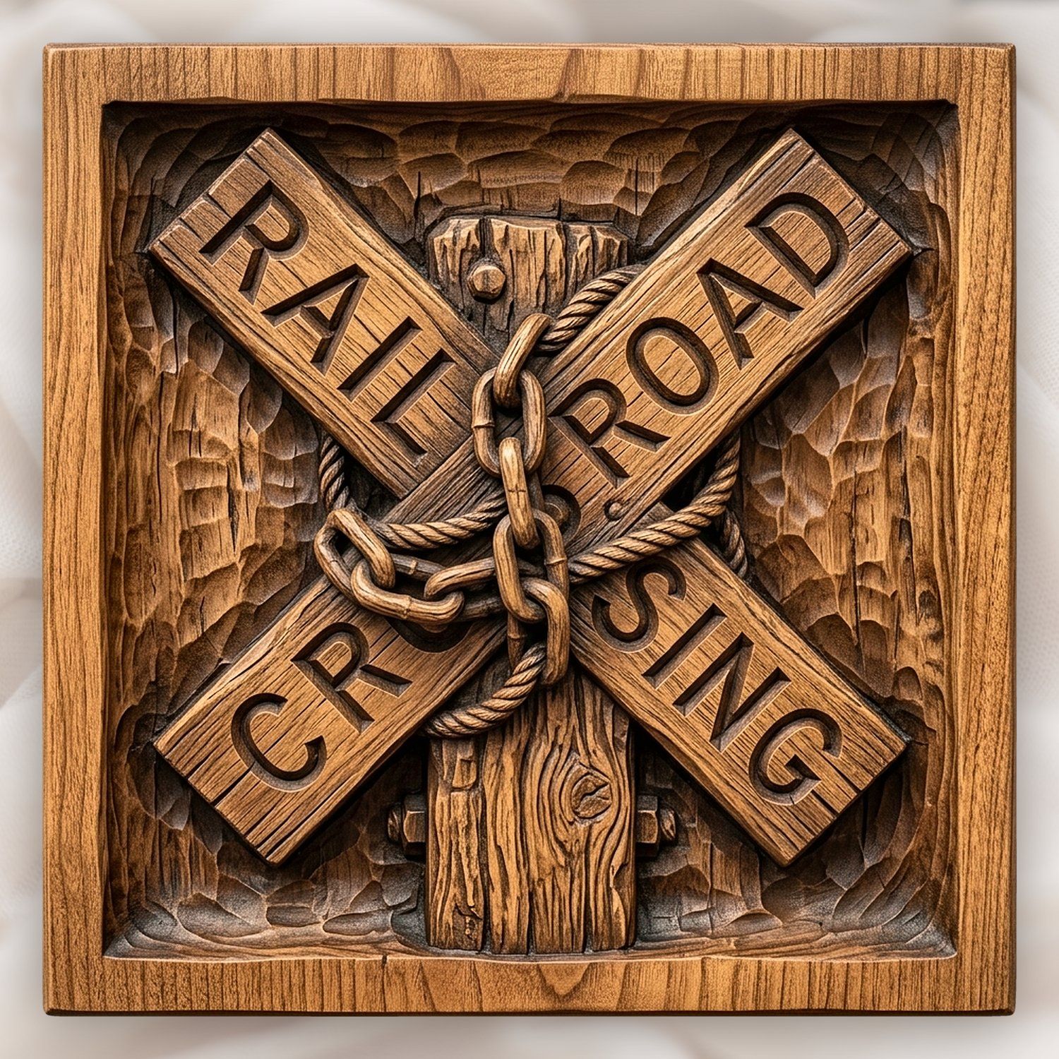 Railroad Crossing Sign Wood Panel CNC Relief STL bas-relief STL design