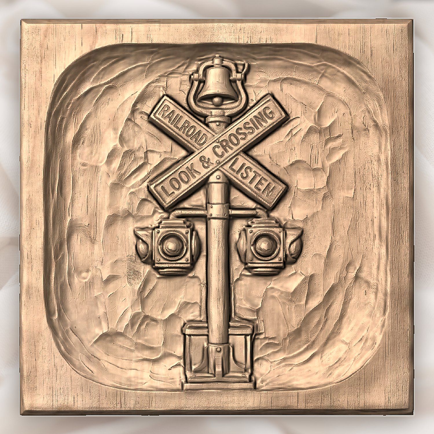 Railroad Crossing Signal CNC Relief STL bas-relief STL — view 5