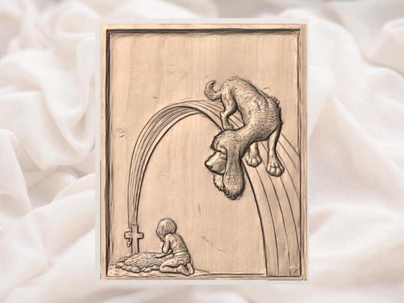 Rainbow Bridge Dog Memorial Bas-Relief STL for CNC Carving bas-relief STL — view 2