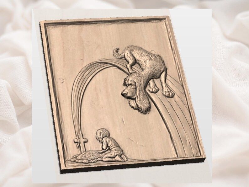 Rainbow Bridge Dog Memorial Bas-Relief STL for CNC Carving bas-relief STL — view 3