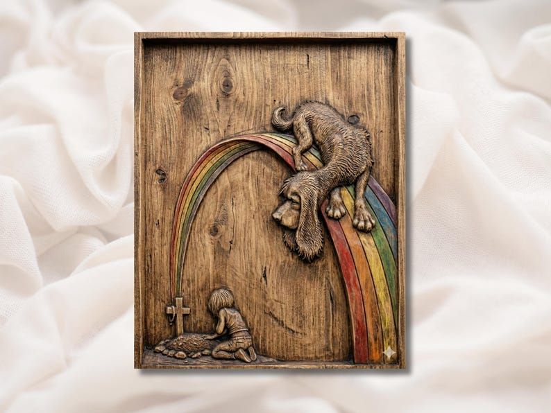 Rainbow Bridge Dog Memorial Bas-Relief STL for CNC Carving bas-relief STL design