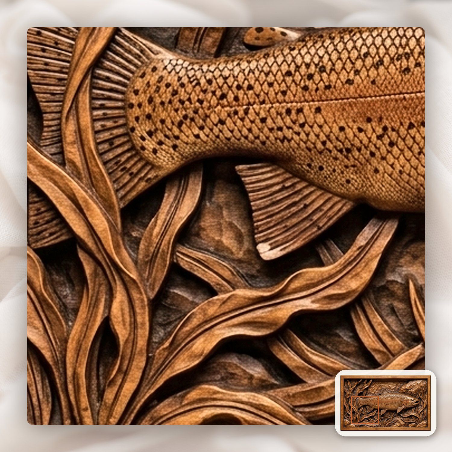 Rainbow Trout Fishing CNC Relief STL bas-relief STL — view 11