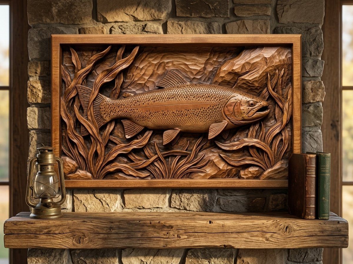 Rainbow Trout Fishing CNC Relief STL bas-relief STL — view 12