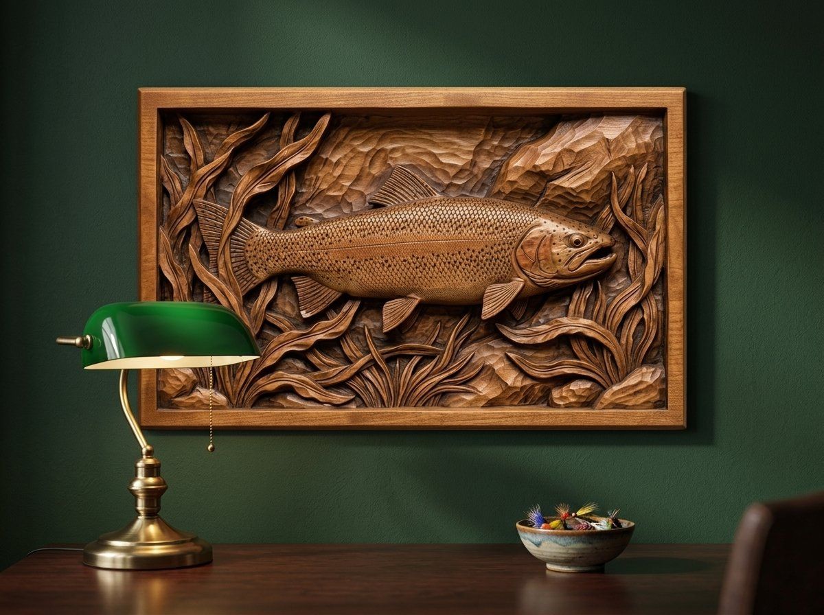 Rainbow Trout Fishing CNC Relief STL bas-relief STL — view 14