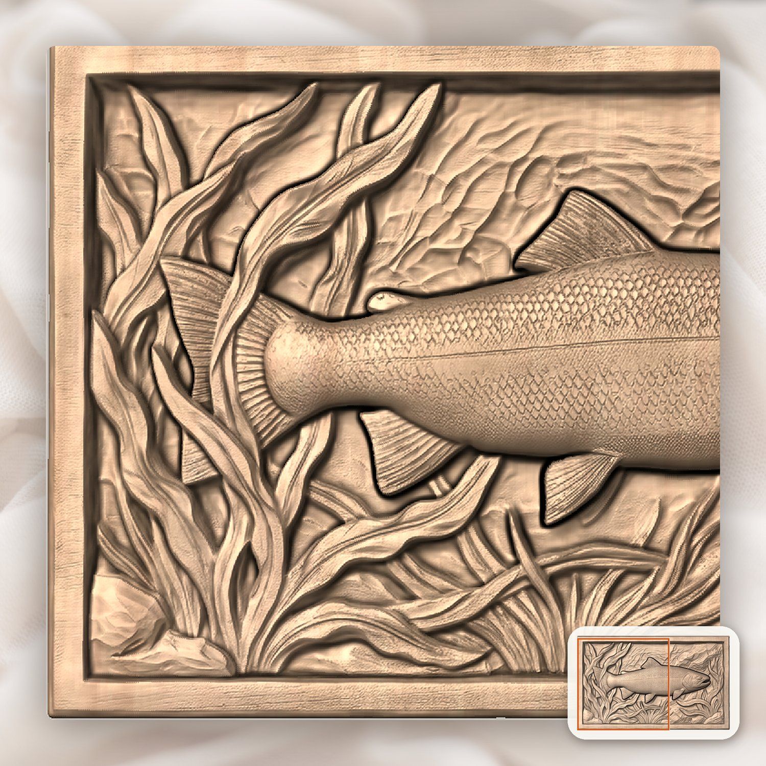 Rainbow Trout Fishing CNC Relief STL bas-relief STL — view 6