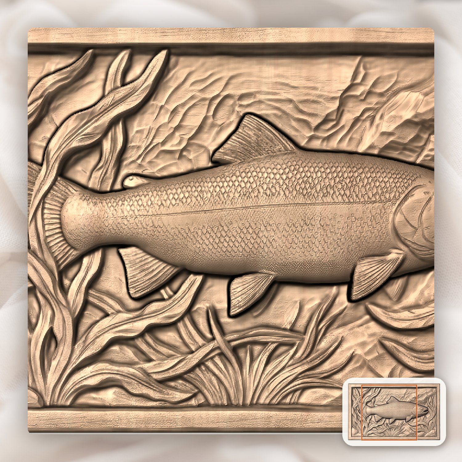 Rainbow Trout Fishing CNC Relief STL bas-relief STL — view 7