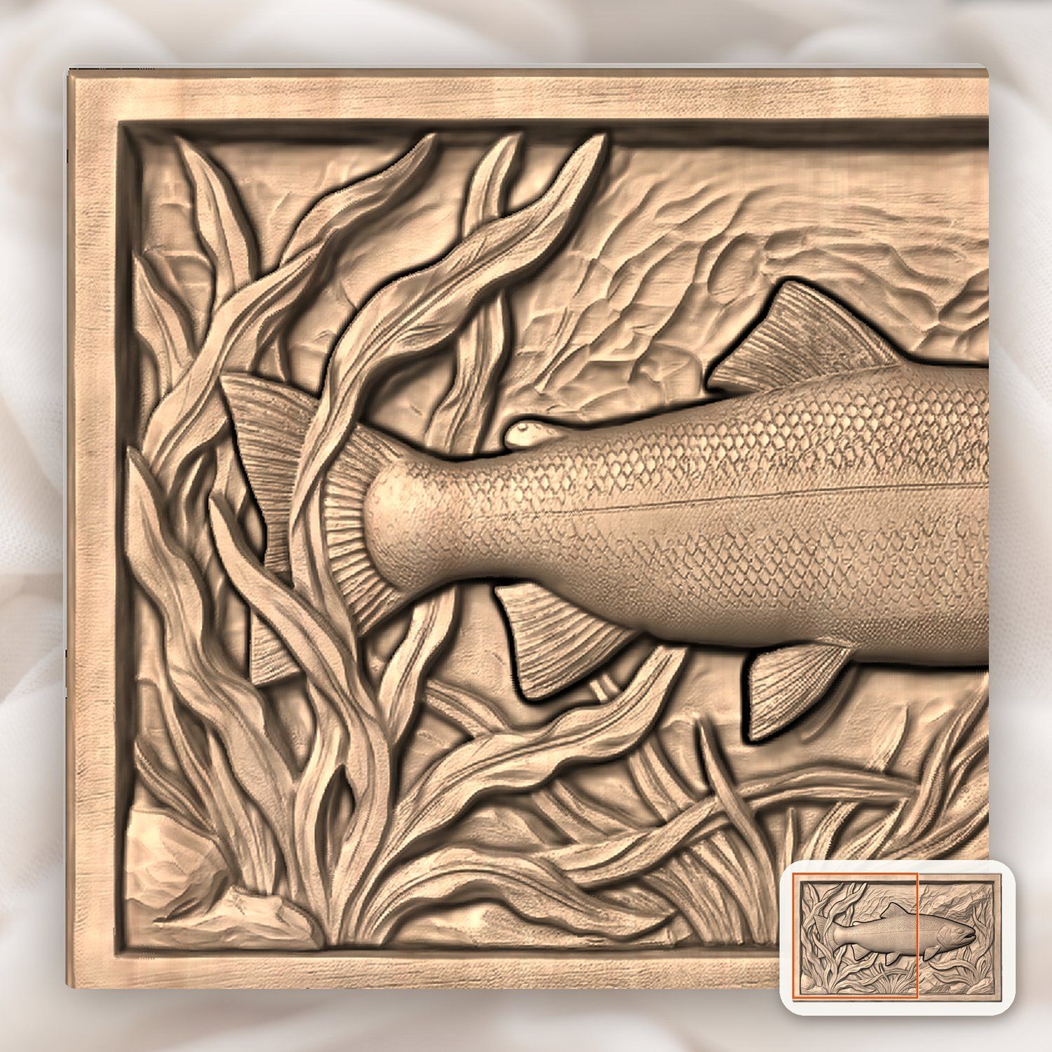 Rainbow Trout Fishing CNC Relief STL bas-relief STL — view 8