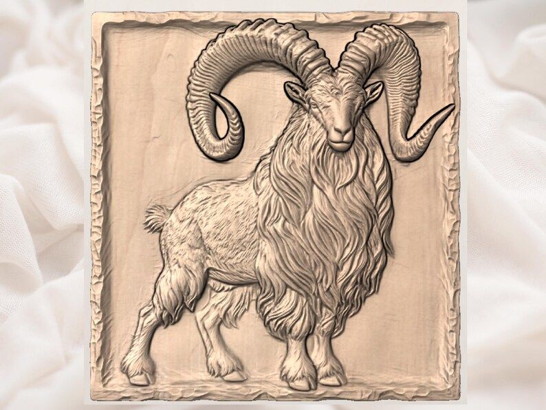 Majestic Curled-Horn Ram Bas-Relief STL for CNC Carving bas-relief STL — view 2