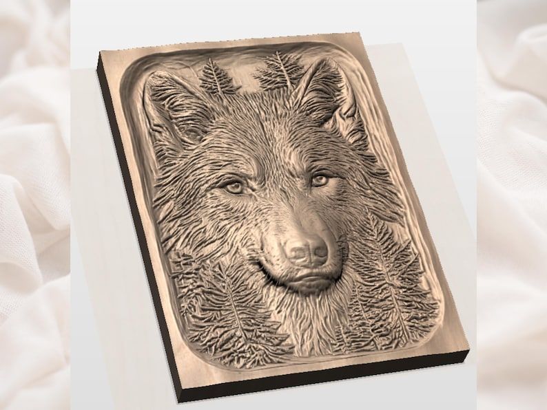 Wolf Face in the Pines Bas-Relief STL for CNC Carving bas-relief STL — view 2