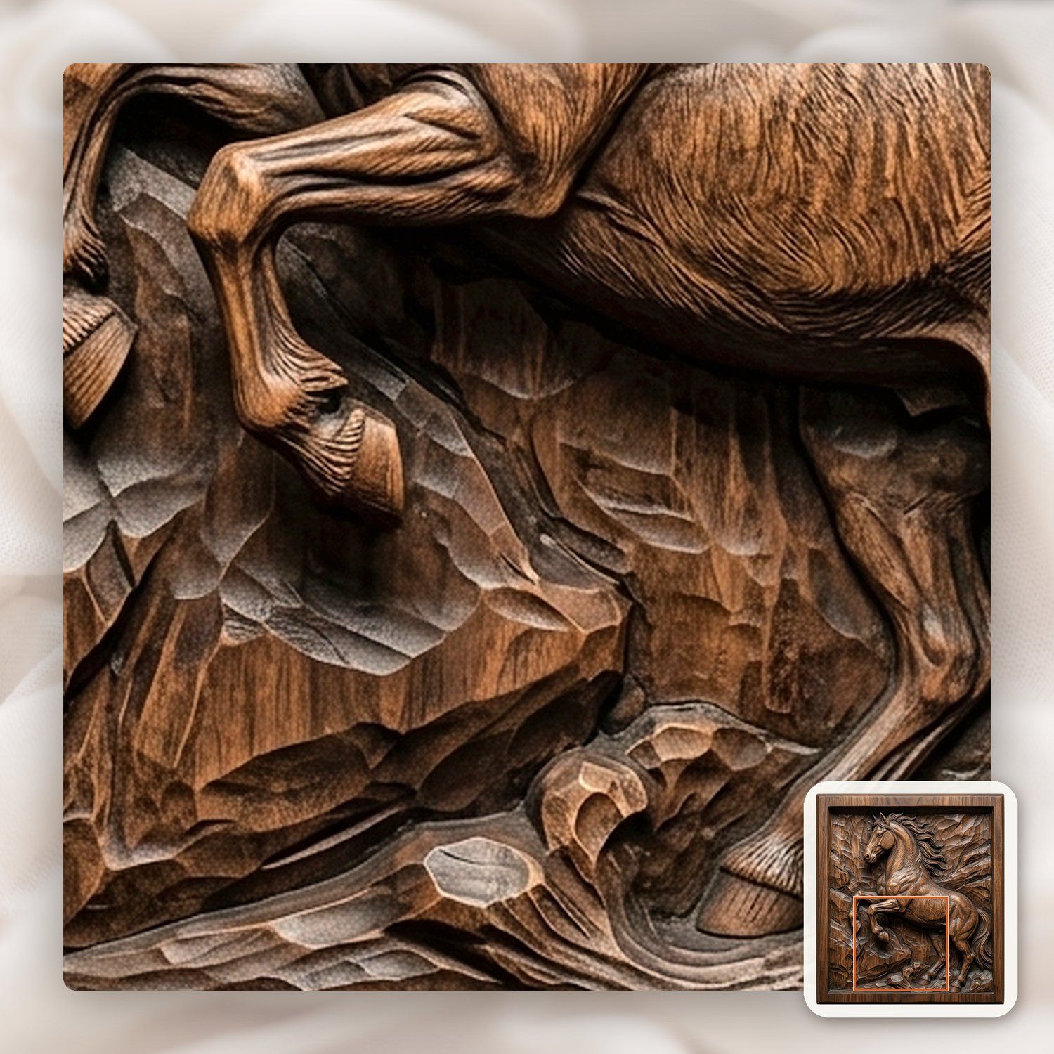 Rearing Wild Mustang Stallion CNC Relief STL bas-relief STL — view 12