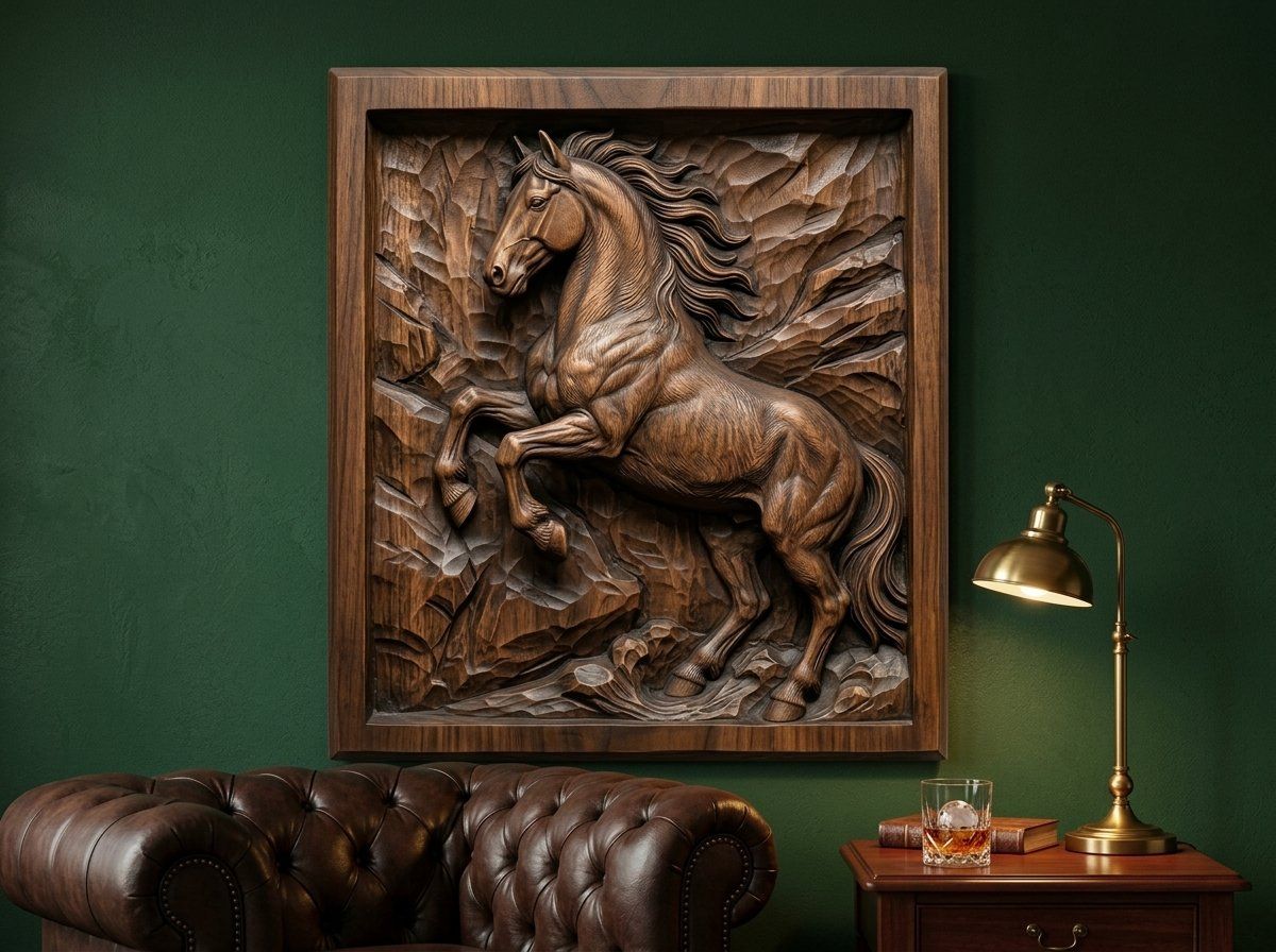 Rearing Wild Mustang Stallion CNC Relief STL bas-relief STL — view 13