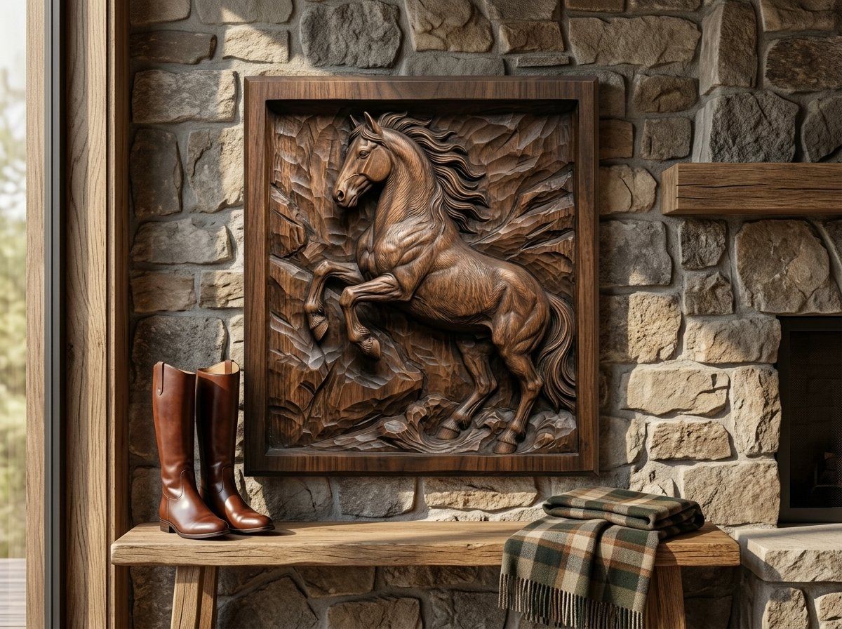 Rearing Wild Mustang Stallion CNC Relief STL bas-relief STL — view 14