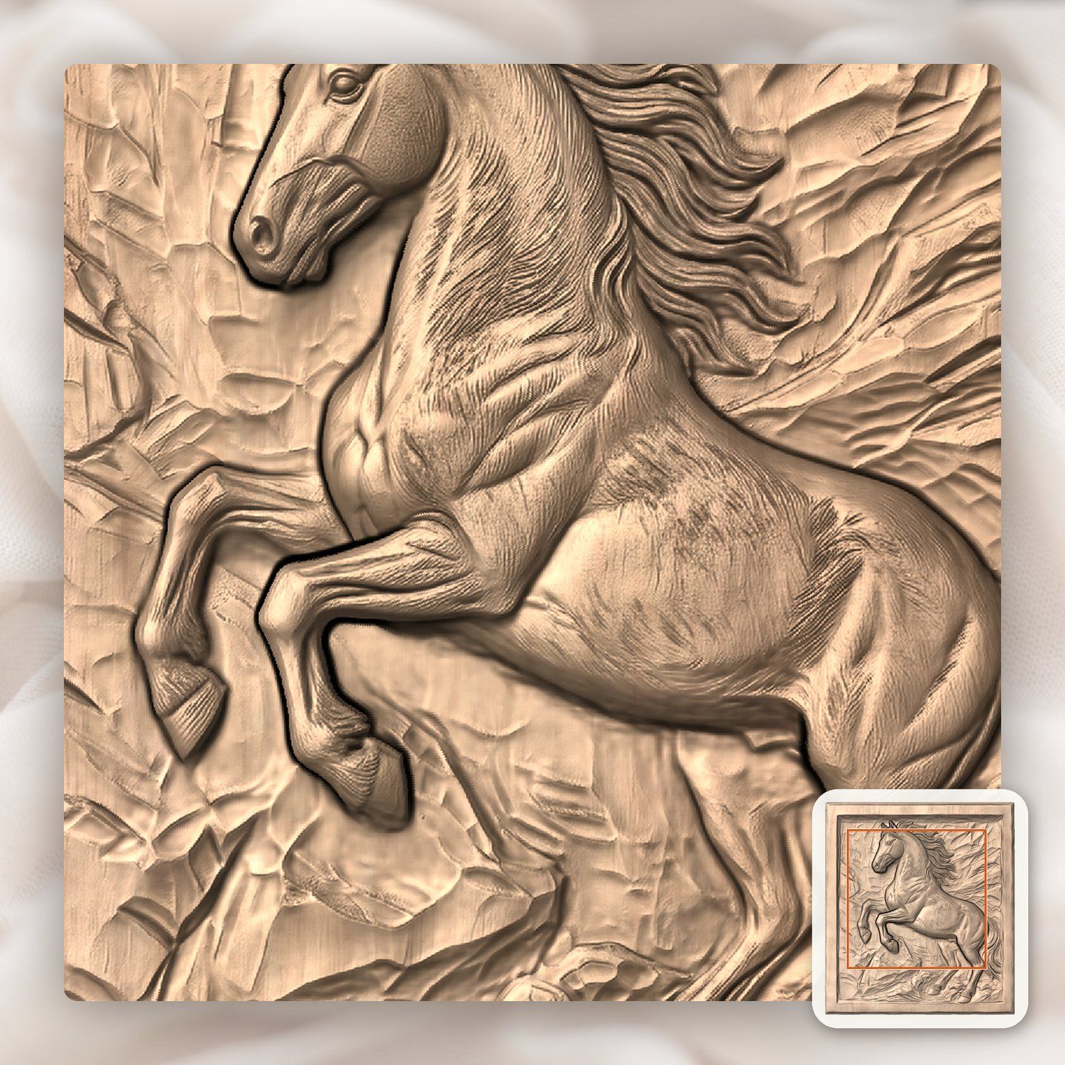 Rearing Wild Mustang Stallion CNC Relief STL bas-relief STL — view 7