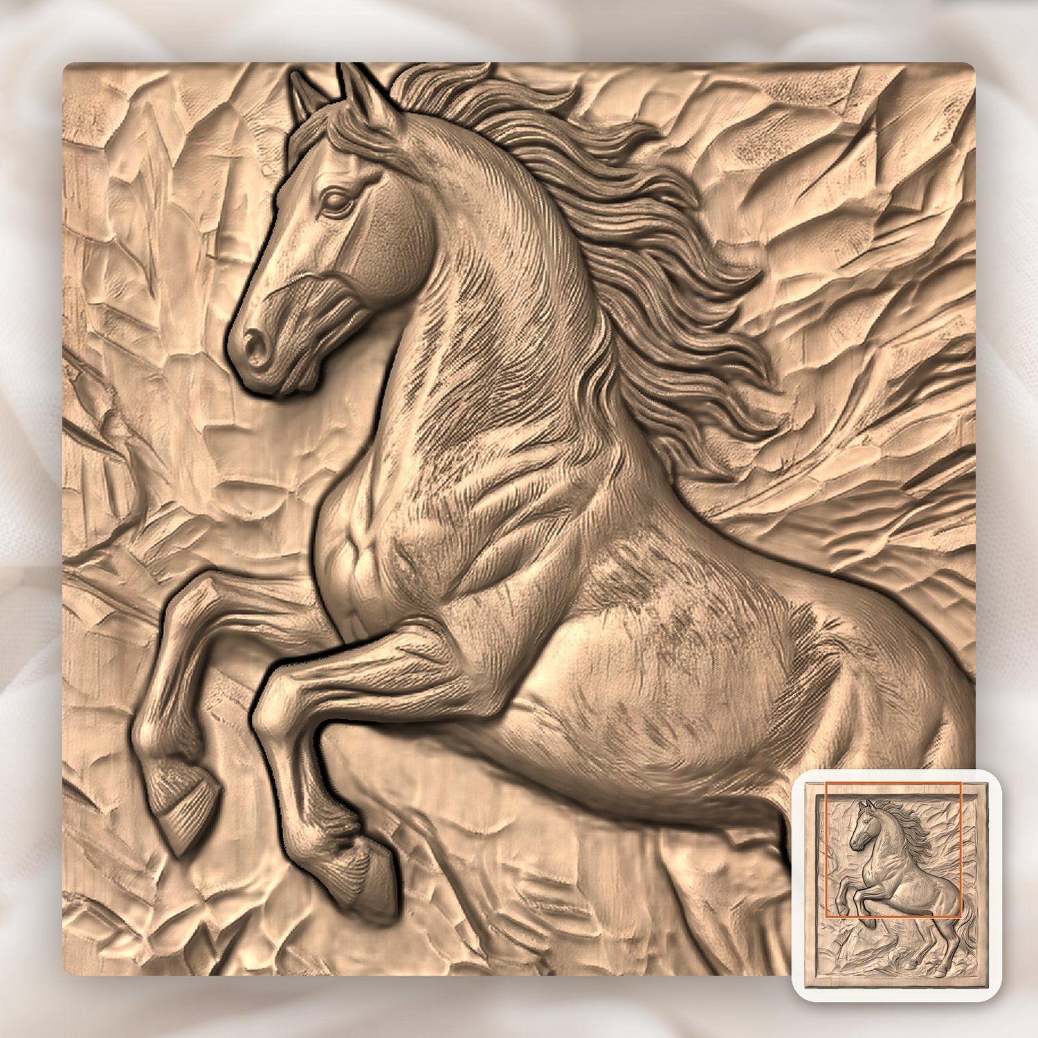 Rearing Wild Mustang Stallion CNC Relief STL bas-relief STL — view 8
